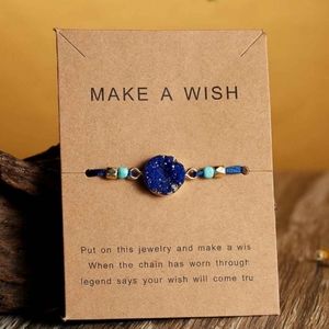 Cute Navy Blue boho druzy crystal woven bracelet